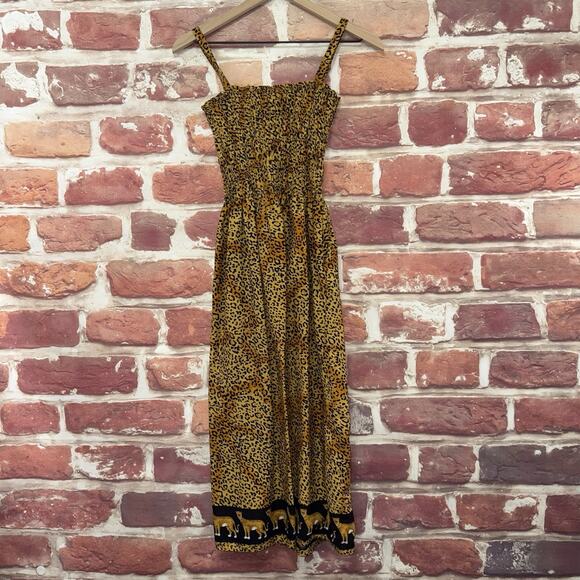 Just Love Dress Women's L Tan Black Cheetah Safari Animal Sundress Casual Beachy - Picture 2 of 8